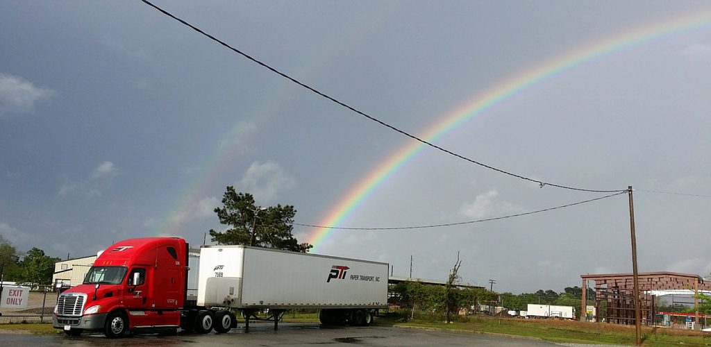 PTI Truck with Double Rainbow